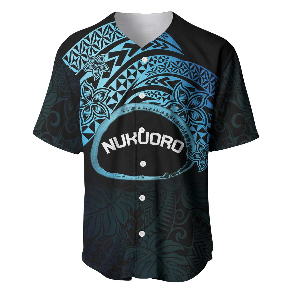 Personalised Pohnpei Nukuoro Micronesia Baseball Jersey Polynesian Tattoo Curves Blue Version