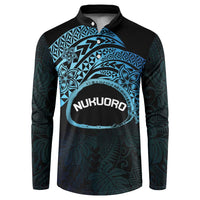 Personalised Pohnpei Nukuoro Micronesia Button Sweatshirt Polynesian Tattoo Curves Blue Version