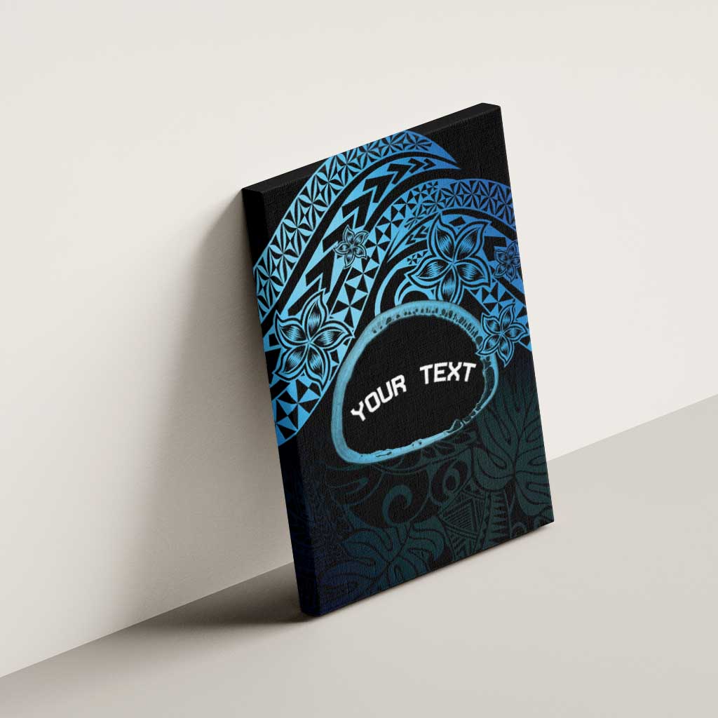 Personalised Pohnpei Nukuoro Micronesia Canvas Wall Art Polynesian Tattoo Curves Blue Version