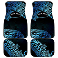 Personalised Pohnpei Nukuoro Micronesia Car Mats Polynesian Tattoo Curves Blue Version