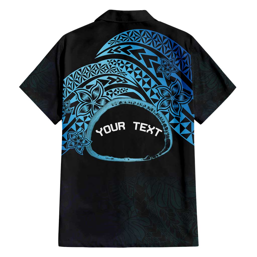 Personalised Pohnpei Nukuoro Micronesia Family Matching Tank Maxi Dress and Hawaiian Shirt Polynesian Tattoo Curves Blue Version