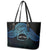 Personalised Pohnpei Nukuoro Micronesia Leather Tote Bag Polynesian Tattoo Curves Blue Version