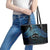 Personalised Pohnpei Nukuoro Micronesia Leather Tote Bag Polynesian Tattoo Curves Blue Version