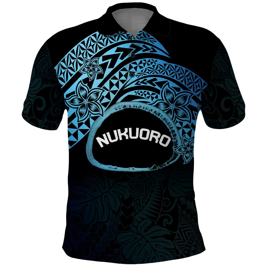 Personalised Pohnpei Nukuoro Micronesia Polo Shirt Polynesian Tattoo Curves Blue Version