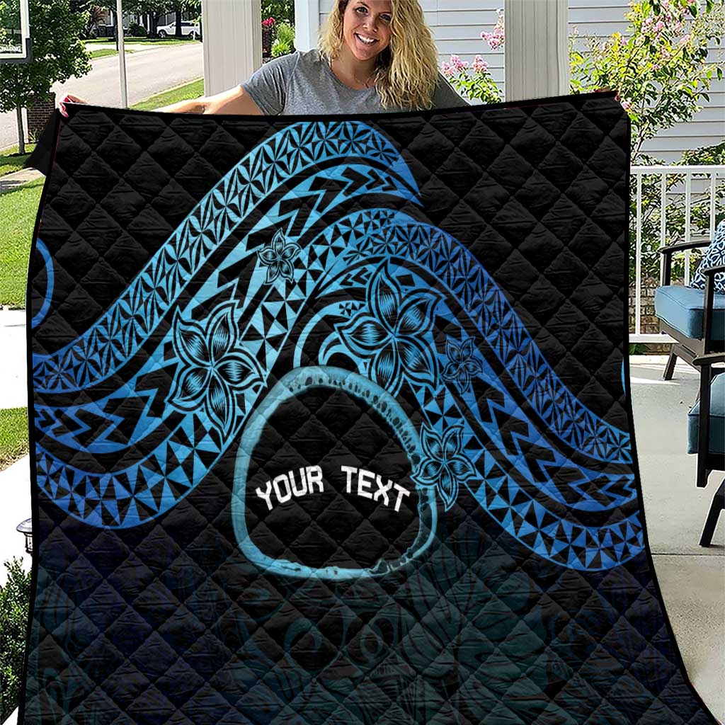 Personalised Pohnpei Nukuoro Micronesia Quilt Polynesian Tattoo Curves Blue Version