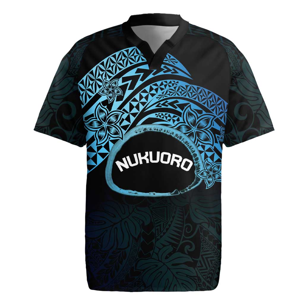 Personalised Pohnpei Nukuoro Micronesia Rugby Jersey Polynesian Tattoo Curves Blue Version