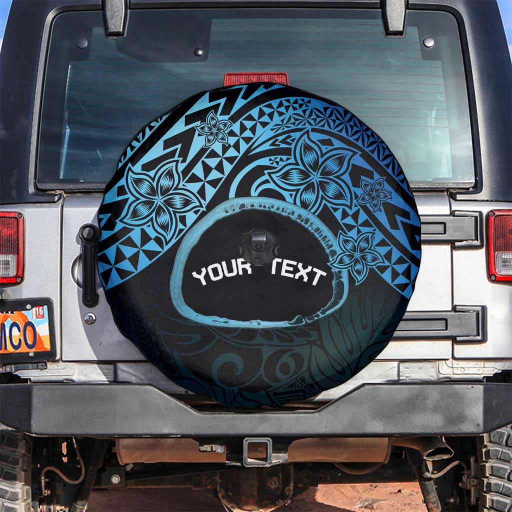 Personalised Pohnpei Nukuoro Micronesia Spare Tire Cover Polynesian Tattoo Curves Blue Version