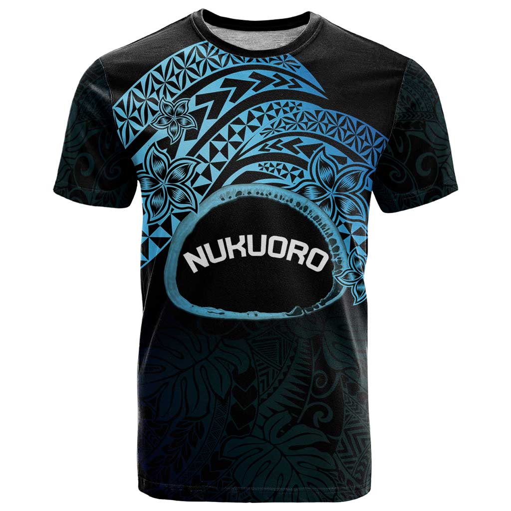 Personalised Pohnpei Nukuoro Micronesia T Shirt Polynesian Tattoo Curves Blue Version