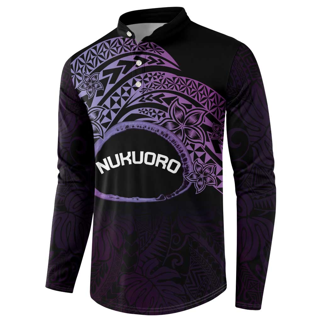 Personalised Pohnpei Nukuoro Micronesia Button Sweatshirt Polynesian Tattoo Curves Purple Version