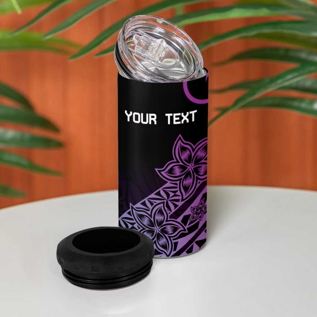 Personalised Pohnpei Nukuoro Micronesia 4 in 1 Can Cooler Tumbler Polynesian Tattoo Curves Purple Version