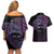 Personalised Pohnpei Nukuoro Micronesia Couples Matching Off Shoulder Short Dress and Hawaiian Shirt Polynesian Tattoo Curves Purple Version