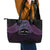 Personalised Pohnpei Nukuoro Micronesia Leather Tote Bag Polynesian Tattoo Curves Purple Version