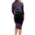 Personalised Pohnpei Nukuoro Micronesia Long Sleeve Bodycon Dress Polynesian Tattoo Curves Purple Version