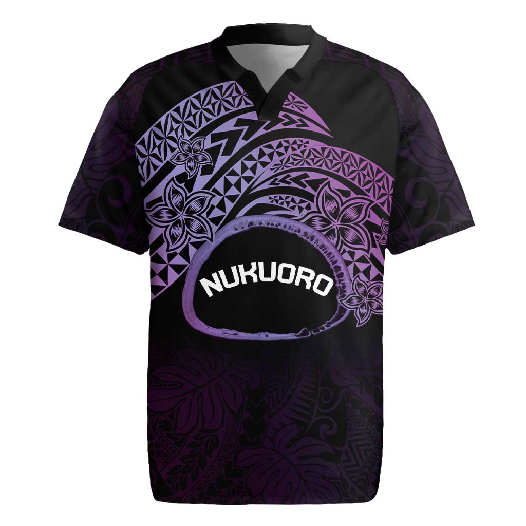 Personalised Pohnpei Nukuoro Micronesia Rugby Jersey Polynesian Tattoo Curves Purple Version