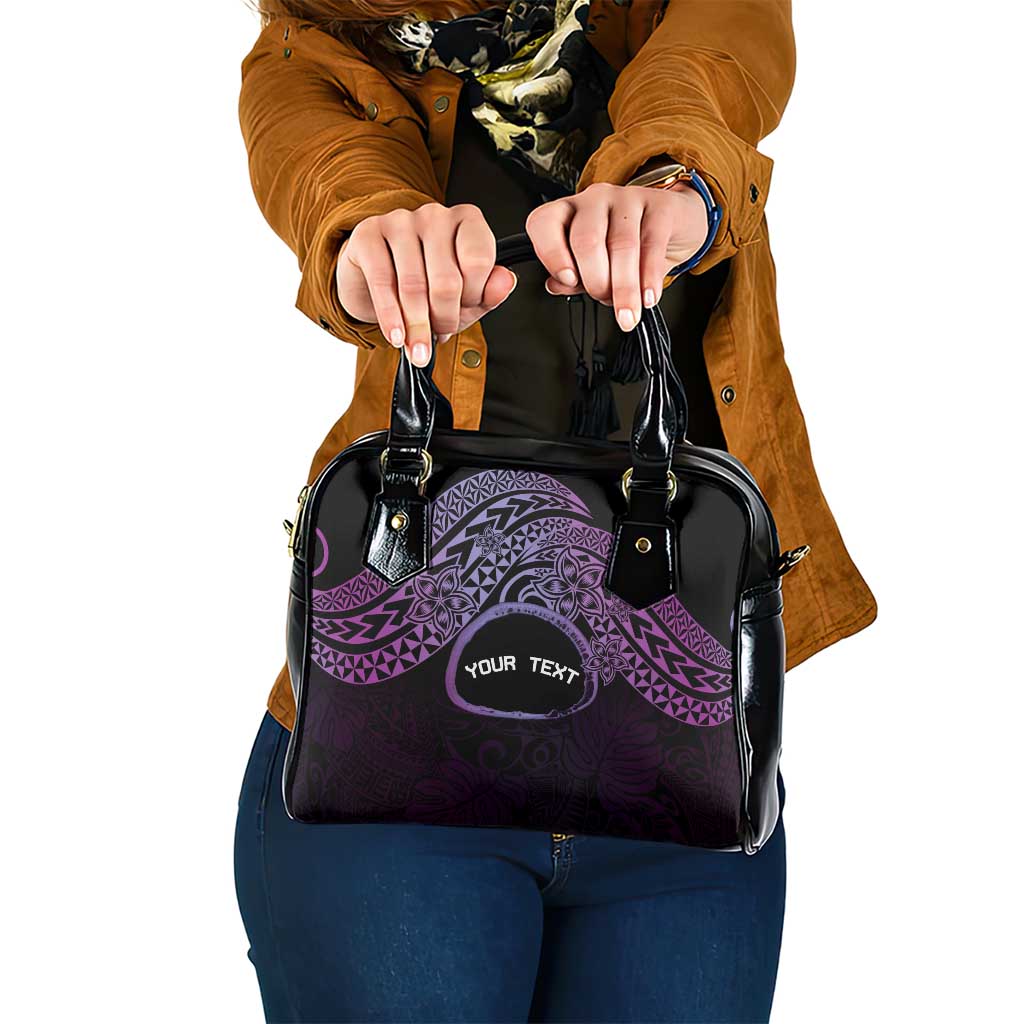 Personalised Pohnpei Nukuoro Micronesia Shoulder Handbag Polynesian Tattoo Curves Purple Version