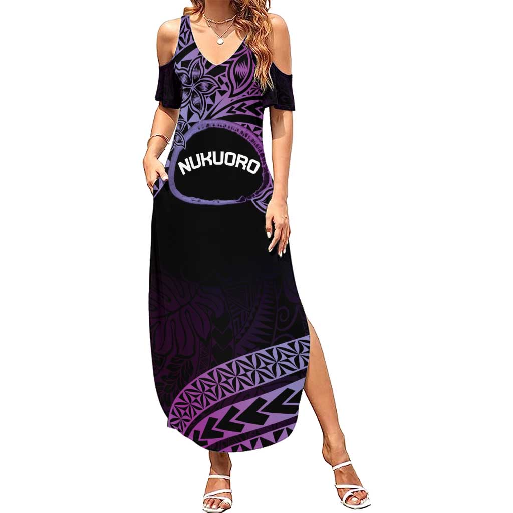 Personalised Pohnpei Nukuoro Micronesia Summer Maxi Dress Polynesian Tattoo Curves Purple Version