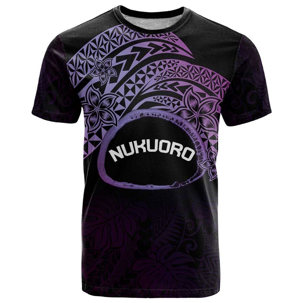 Personalised Pohnpei Nukuoro Micronesia T Shirt Polynesian Tattoo Curves Purple Version