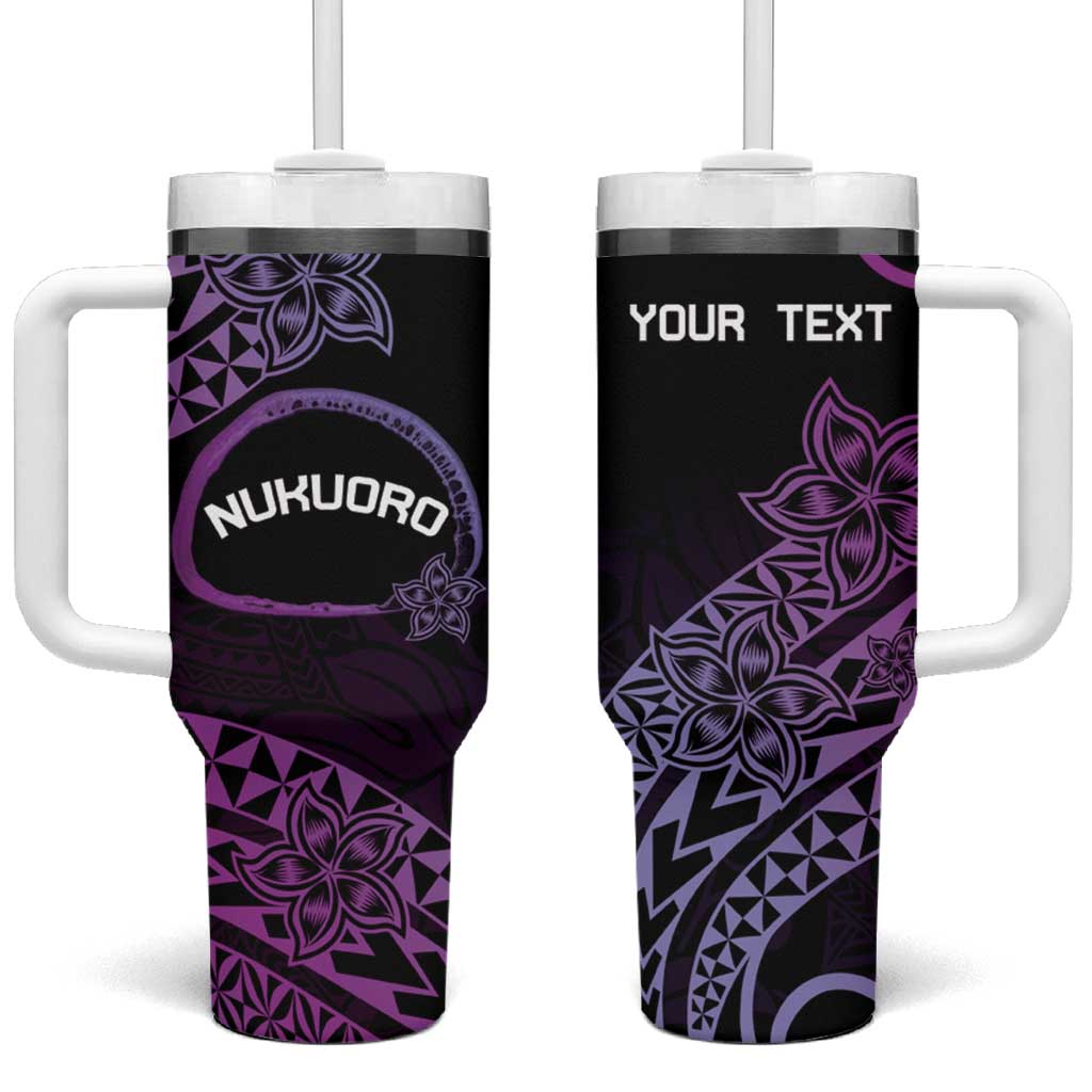 Personalised Pohnpei Nukuoro Micronesia Tumbler With Handle Polynesian Tattoo Curves Purple Version