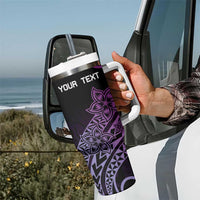Personalised Pohnpei Nukuoro Micronesia Tumbler With Handle Polynesian Tattoo Curves Purple Version