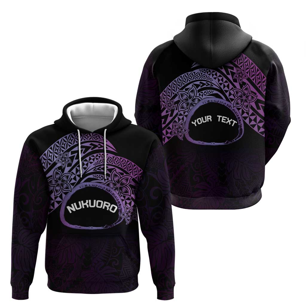 Personalised Pohnpei Nukuoro Micronesia Zip Hoodie Polynesian Tattoo Curves Purple Version