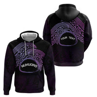 Personalised Pohnpei Nukuoro Micronesia Zip Hoodie Polynesian Tattoo Curves Purple Version