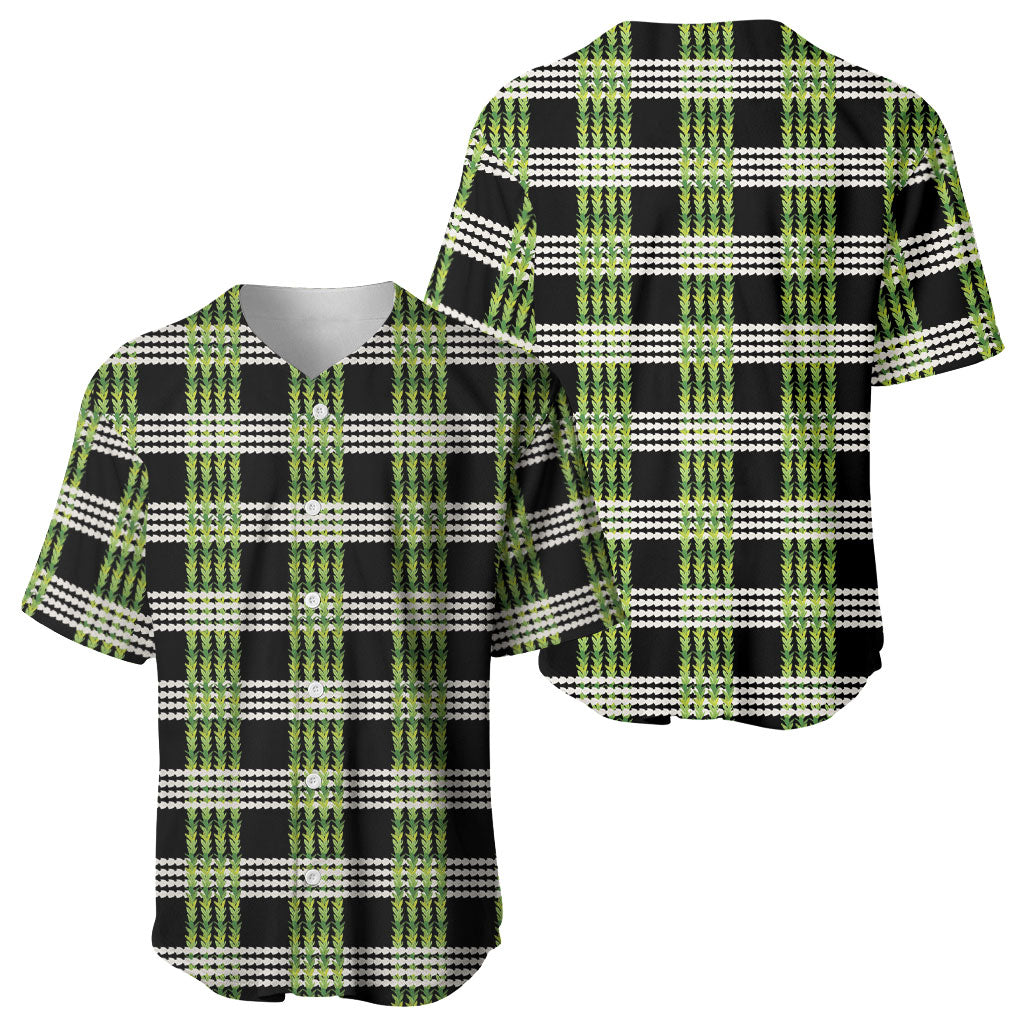 Aloha Hawaii Pakalana Pikake Lei Baseball Jersey Palaka Inspired Hawaiian-plaid Black