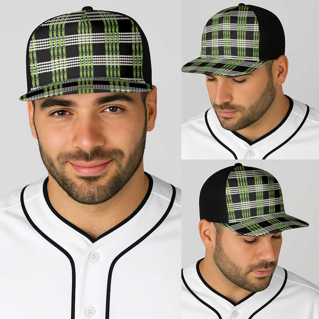 Aloha Hawaii Pakalana Pikake Lei Baseball Net Cap Palaka Inspired Hawaiian-plaid Black