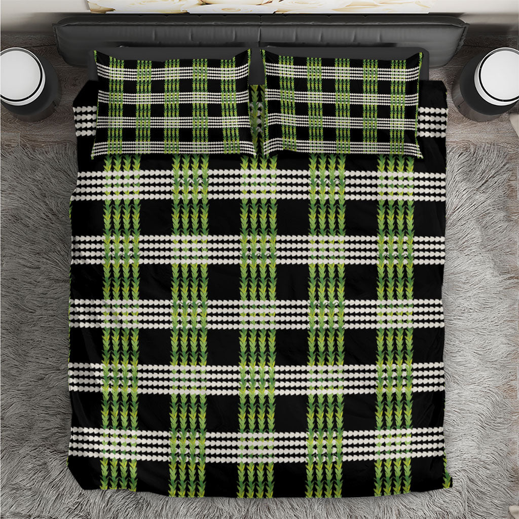Aloha Hawaii Pakalana Pikake Lei Bedding Set Palaka Inspired Hawaiian-plaid Black