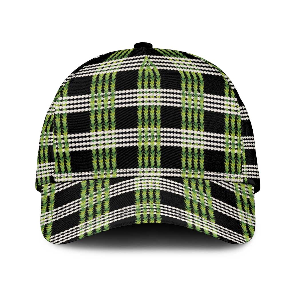 Aloha Hawaii Pakalana Pikake Lei Classic Cap Palaka Inspired Hawaiian-plaid Black LT14 Universal Fit Black - Polynesian Pride