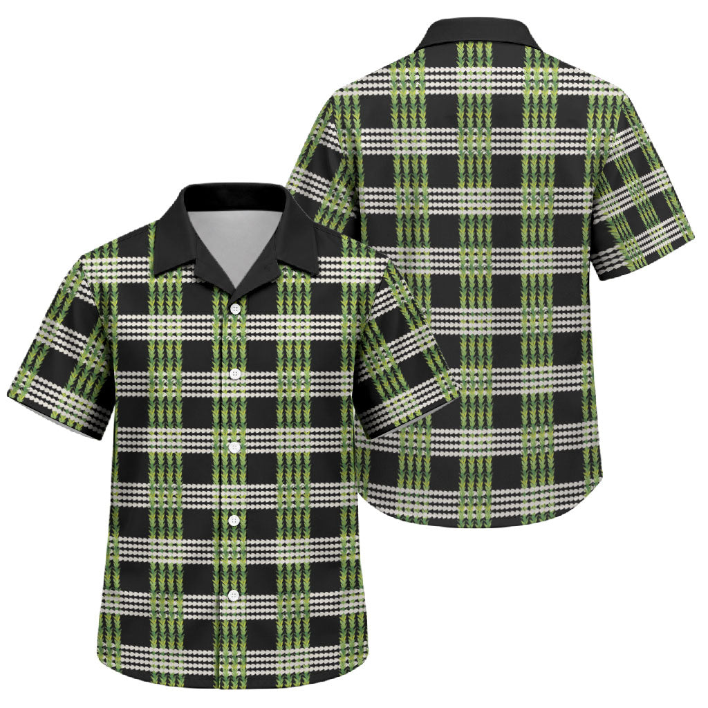 Aloha Hawaii Pakalana Pikake Lei Family Matching Puletasi and Hawaiian Shirt Palaka Inspired Hawaiian-plaid Black