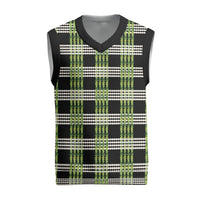 Aloha Hawaii Pakalana Pikake Lei Christmas Knitted V-Neck Vest Palaka Inspired Hawaiian-plaid Black
