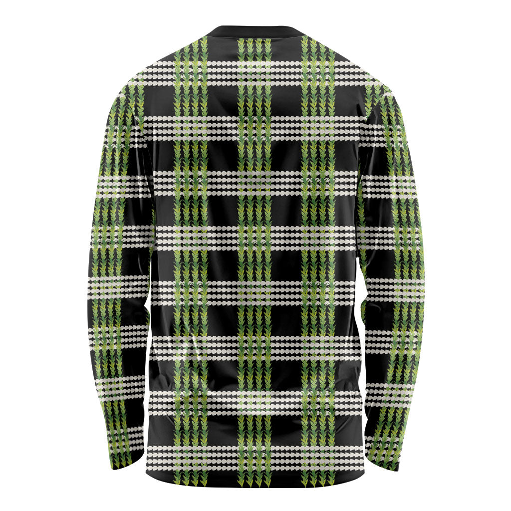 Aloha Hawaii Pakalana Pikake Lei Long Sleeve Shirt Palaka Inspired Hawaiian-plaid Black