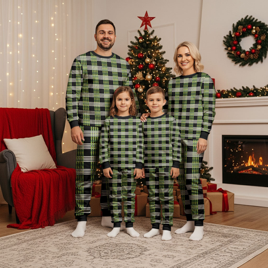 Aloha Hawaii Pakalana Pikake Lei Christmas Pajama Set Palaka Inspired Hawaiian-plaid Black