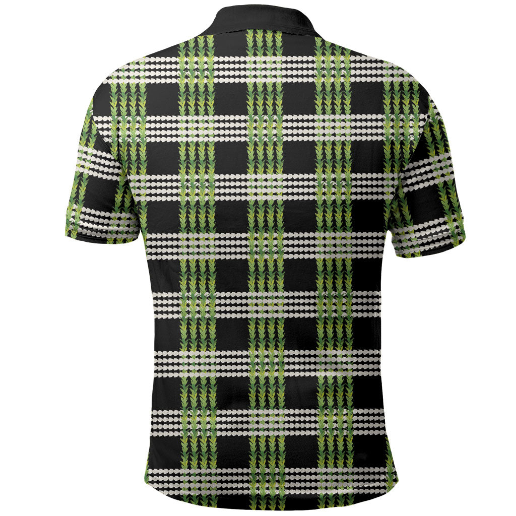 Aloha Hawaii Pakalana Pikake Lei Polo Shirt Palaka Inspired Hawaiian-plaid Black