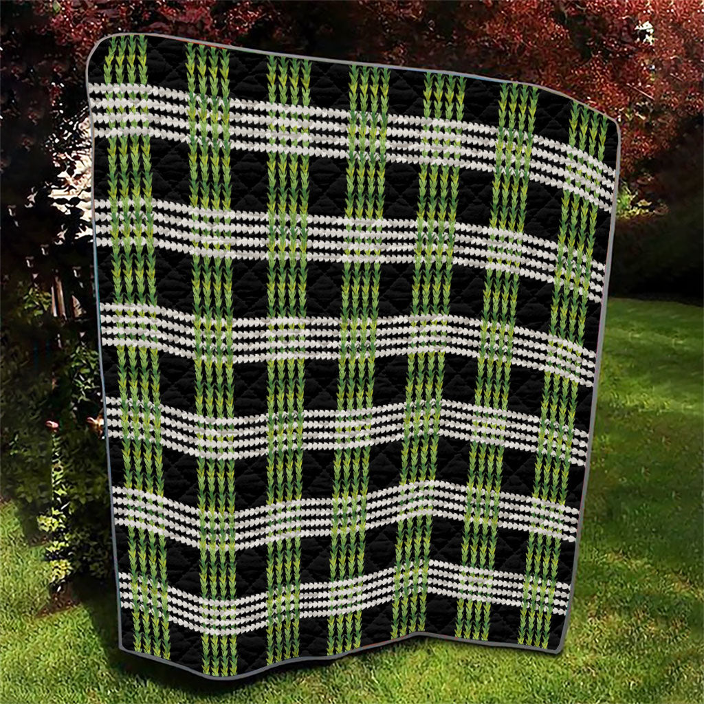 Aloha Hawaii Pakalana Pikake Lei Quilt Palaka Inspired Hawaiian-plaid Black