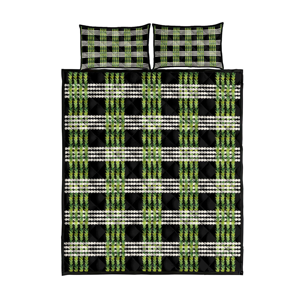 Aloha Hawaii Pakalana Pikake Lei Quilt Bed Set Palaka Inspired Hawaiian-plaid Black