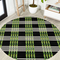 Aloha Hawaii Pakalana Pikake Lei Round Carpet Palaka Inspired Hawaiian-plaid Black