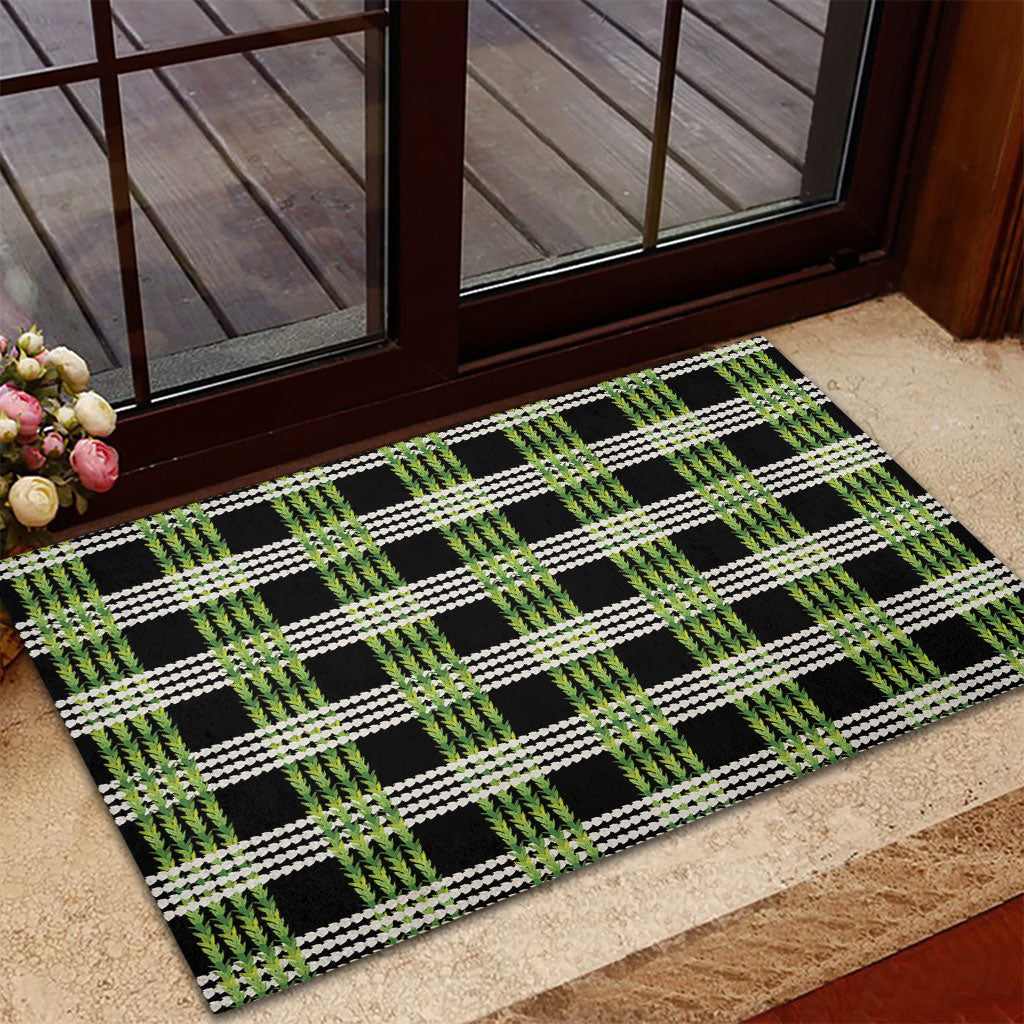 Aloha Hawaii Pakalana Pikake Lei Rubber Doormat Palaka Inspired Hawaiian-plaid Black