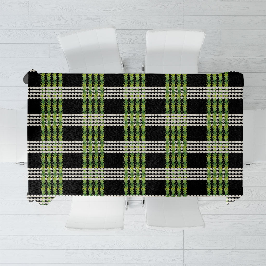 Aloha Hawaii Pakalana Pikake Lei Tablecloth Palaka Inspired Hawaiian-plaid Black LT14 Black - Polynesian Pride