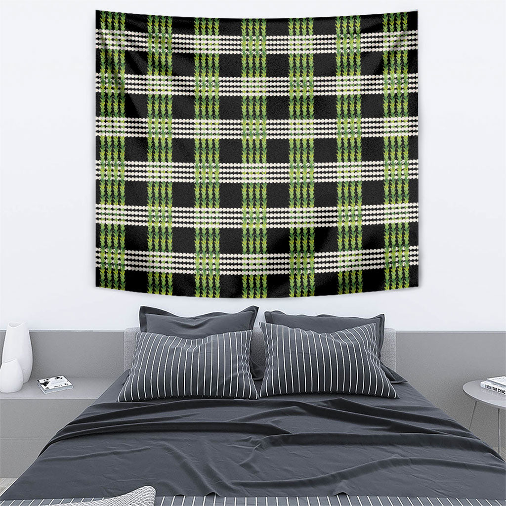 Aloha Hawaii Pakalana Pikake Lei Tapestry Palaka Inspired Hawaiian-plaid Black