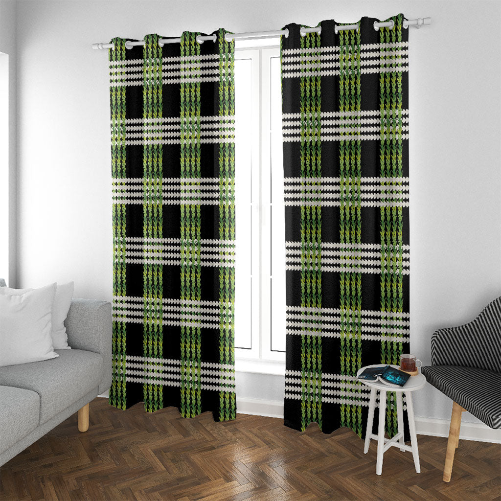 Aloha Hawaii Pakalana Pikake Lei Window Curtain Palaka Inspired Hawaiian-plaid Black