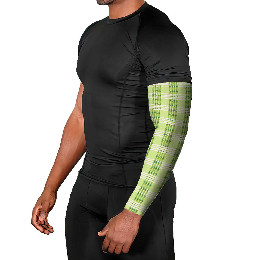 Aloha Hawaii Pakalana Pikake Lei Arm Sleeves Palaka Inspired Hawaiian-plaid Pastel Green