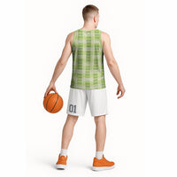 Aloha Hawaii Pakalana Pikake Lei Basketball Jersey Palaka Inspired Hawaiian-plaid Pastel Green