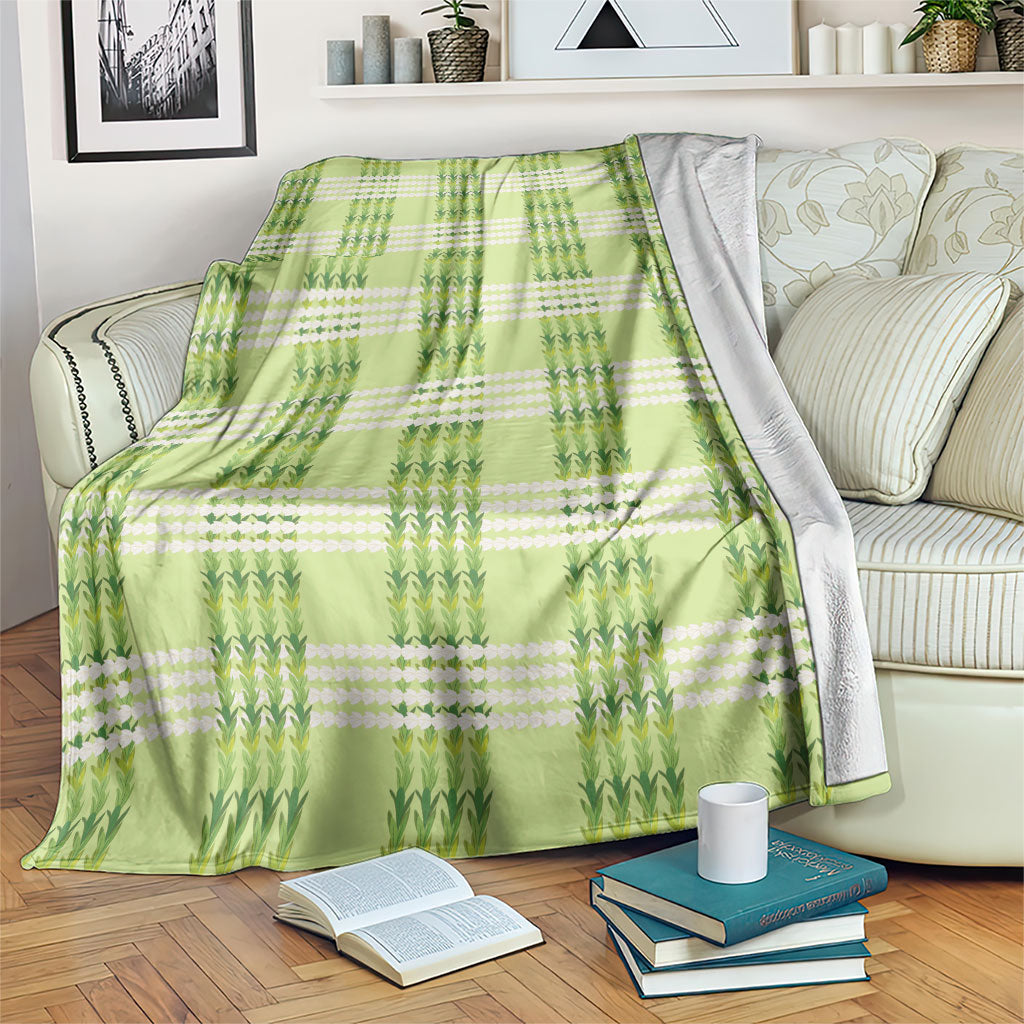 Aloha Hawaii Pakalana Pikake Lei Blanket Palaka Inspired Hawaiian-plaid Pastel Green LT14 Green - Polynesian Pride