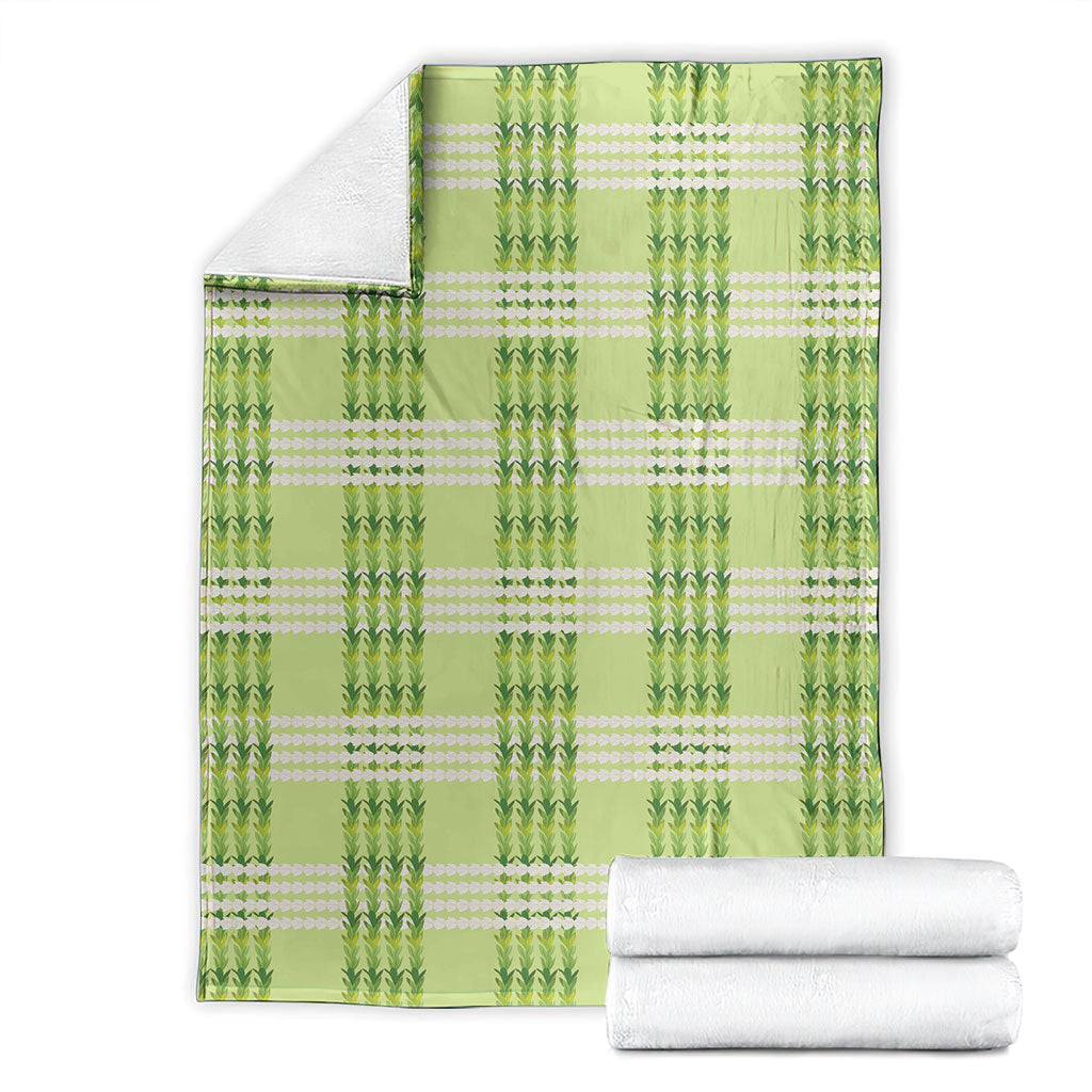 Aloha Hawaii Pakalana Pikake Lei Blanket Palaka Inspired Hawaiian-plaid Pastel Green