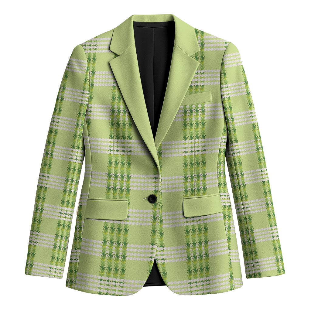 Aloha Hawaii Pakalana Pikake Lei Blazer Palaka Inspired Hawaiian-plaid Pastel Green
