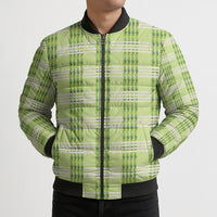 Aloha Hawaii Pakalana Pikake Lei Bomber Puffer Jacket Palaka Inspired Hawaiian-plaid Pastel Green