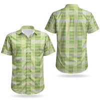 Aloha Hawaii Pakalana Pikake Lei Couples Matching Off Shoulder Short Dress and Hawaiian Shirt Palaka Inspired Hawaiian-plaid Pastel Green