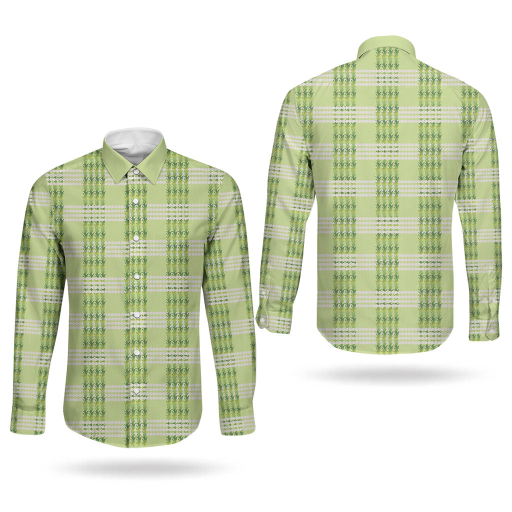 Aloha Hawaii Pakalana Pikake Lei Couples Matching Tank Maxi Dress and Long Sleeve Button Shirt Palaka Inspired Hawaiian-plaid Pastel Green