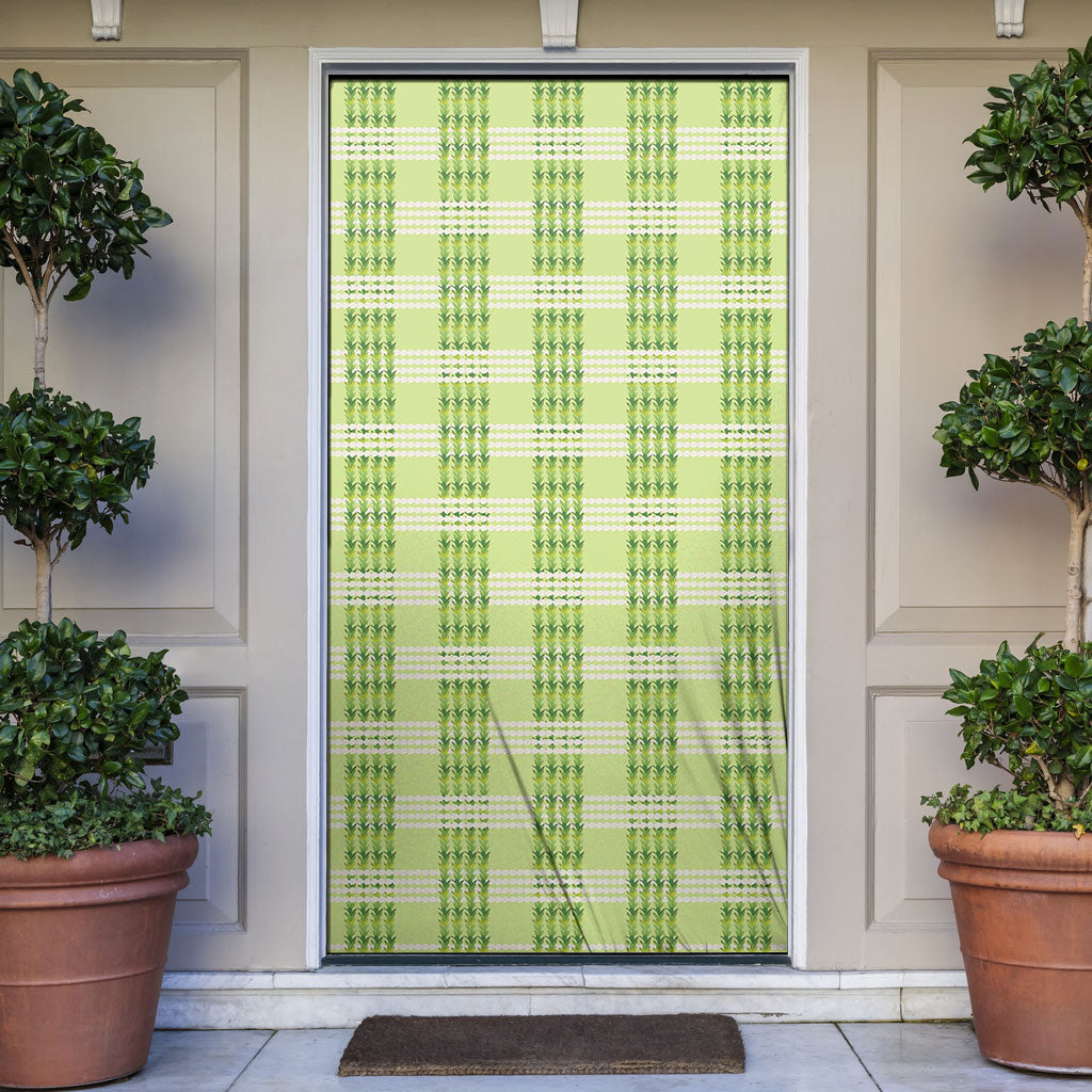 Aloha Hawaii Pakalana Pikake Lei Door Cover Palaka Inspired Hawaiian-plaid Pastel Green